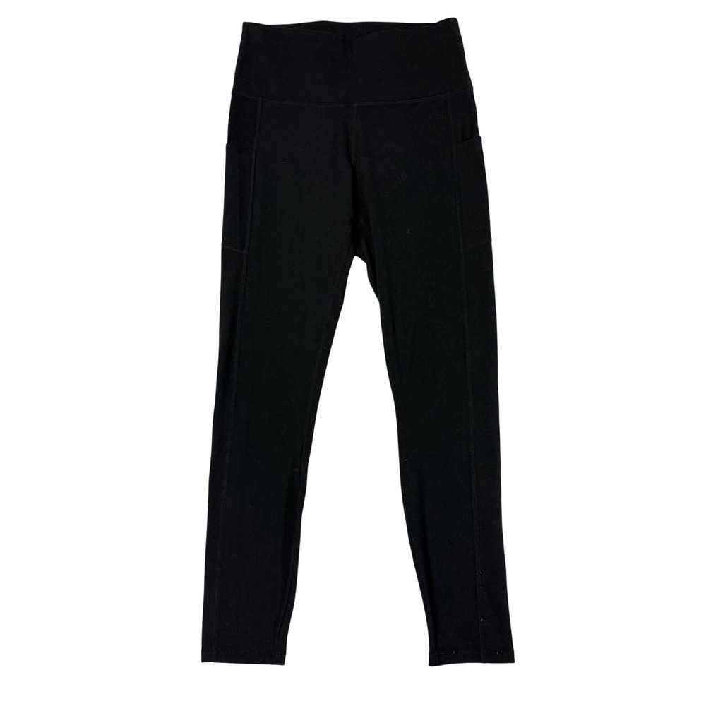 Women's Black High Waisted Athletic Leggings with Side Pockets Size Small J4